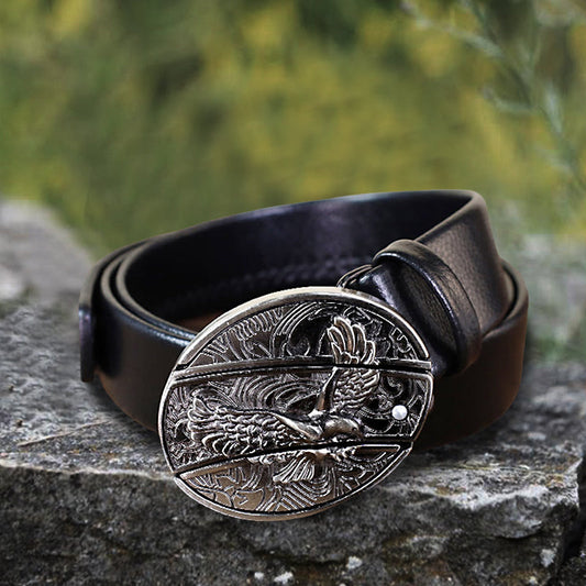 Men's Soaring Eagle Leather Belt With Folding Knife